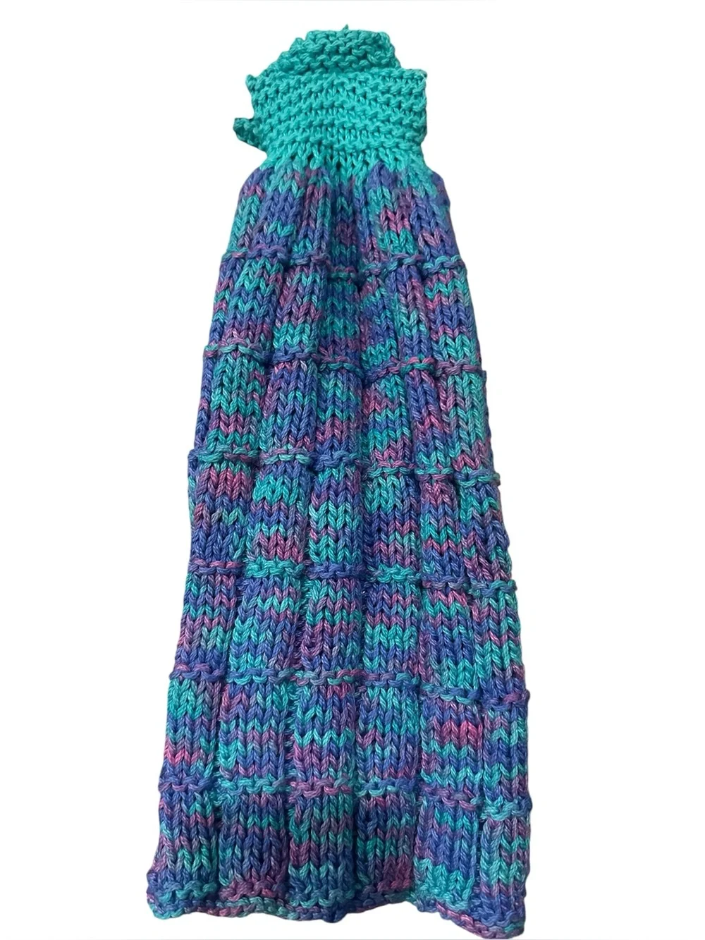 Multicolor Knit Hand Towel in Teal, Purple & Pink